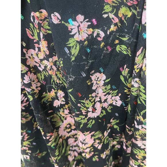 VTG Kariza Wrap Skirt Womens One Size Black Layer Boho Sheer Festival India Silk - Picture 5 of 9